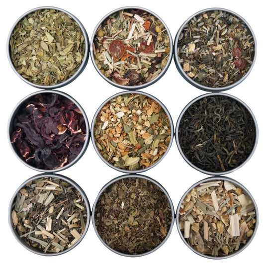 Organic Wellness 9 Tea Sampler, 9 Assorted Wellness Loose Leaf Teas & Herbal Tisanes,  - Beautiful Gift for Mom, Grandma, or Her, | Heavenly Tea Leaves 